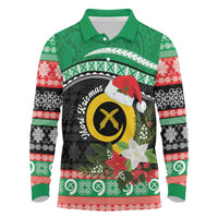 Vanuatu Pig's Tusk Meri Krismas! Long Sleeve Polo Shirt Vanuatuan Sand Drawing Pattern - Polynesian Pride