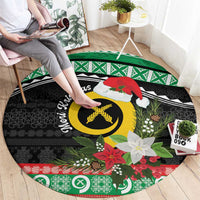 Vanuatu Pig's Tusk Meri Krismas! Round Carpet Vanuatuan Sand Drawing Pattern - Polynesian Pride
