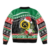 Vanuatu Pig's Tusk Meri Krismas! Sleeve Zip Bomber Jacket Vanuatuan Sand Drawing Pattern - Polynesian Pride