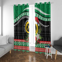 Vanuatu Pig's Tusk Meri Krismas! Window Curtain Vanuatuan Sand Drawing Pattern - Polynesian Pride
