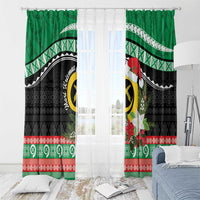 Vanuatu Pig's Tusk Meri Krismas! Window Curtain Vanuatuan Sand Drawing Pattern - Polynesian Pride
