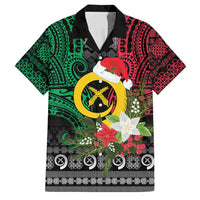 Vanuatu Pig's Tusk Meri Krismas! Family Matching Mermaid Dress and Hawaiian Shirt Vanuatuan Ancient Art Spirit LT9 Dad's Shirt - Short Sleeve Black - Polynesian Pride