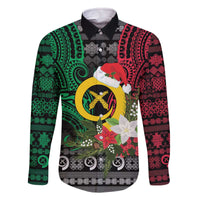 Vanuatu Pig's Tusk Meri Krismas! Family Matching Off The Shoulder Long Sleeve Dress and Hawaiian Shirt Vanuatuan Ancient Art Spirit - Polynesian Pride