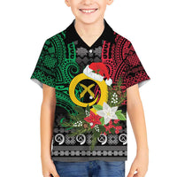 Vanuatu Pig's Tusk Meri Krismas! Family Matching Off Shoulder Maxi Dress and Hawaiian Shirt Vanuatuan Ancient Art Spirit LT9 Son's Shirt Black - Polynesian Pride