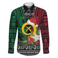 Vanuatu Pig's Tusk Meri Krismas! Family Matching Summer Maxi Dress and Hawaiian Shirt Vanuatuan Ancient Art Spirit LT9 Dad's Shirt - Long Sleeve Black - Polynesian Pride