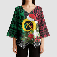 Vanuatu Pig's Tusk Meri Krismas! Kimono Sleeve Blouse Vanuatuan Ancient Art Spirit - Polynesian Pride
