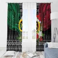 Vanuatu Pig's Tusk Meri Krismas! Window Curtain Vanuatuan Ancient Art Spirit - Polynesian Pride