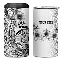 Ia Orana Tahiti Personalised 4 in 1 Can Cooler Tumbler French Polynesia Hook Tattoo Special White Color - Polynesian Pride