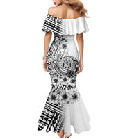 Ia Orana Tahiti Personalised Family Matching Mermaid Dress and Hawaiian Shirt French Polynesia Hook Tattoo Special White Color LT9