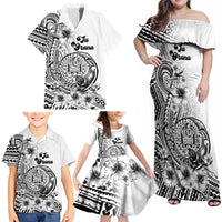 Ia Orana Tahiti Personalised Family Matching Off Shoulder Maxi Dress and Hawaiian Shirt French Polynesia Hook Tattoo Special White Color LT9