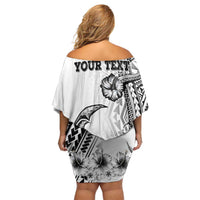 Ia Orana Tahiti Personalised Family Matching Off Shoulder Short Dress and Hawaiian Shirt French Polynesia Hook Tattoo Special White Color LT9
