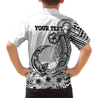 Ia Orana Tahiti Personalised Family Matching Puletasi Dress and Hawaiian Shirt French Polynesia Hook Tattoo Special White Color LT9