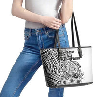 Ia Orana Tahiti Personalised Leather Tote Bag French Polynesia Hook Tattoo Special White Color LT9