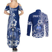 Nauru Independence Personalised Couples Matching Summer Maxi Dress and Long Sleeve Button Shirt Naoero Hook Tattoo Special Polynesian Pattern LT9 - Polynesian Pride