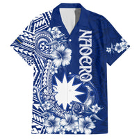 Nauru Independence Personalised Family Matching Long Sleeve Bodycon Dress and Hawaiian Shirt Naoero Hook Tattoo Special Polynesian Pattern LT9 Dad's Shirt - Short Sleeve Blue - Polynesian Pride