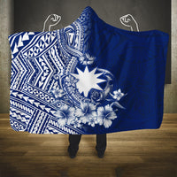 Nauru Independence Personalised Hooded Blanket Naoero Hook Tattoo Special Polynesian Pattern LT9 One Size Blue - Polynesian Pride