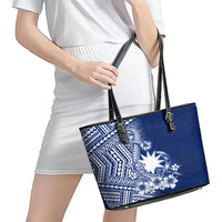 Nauru Independence Personalised Leather Tote Bag Naoero Hook Tattoo Special Polynesian Pattern LT9 - Polynesian Pride