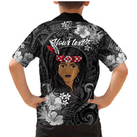 New Zealand Custom Women's Day Family Matching Mermaid Dress and Hawaiian Shirt Maori Girl Feathers of Hope - Black LT9 - Polynesian Pride