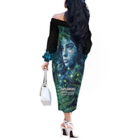 New Zealand Matariki Tupuanuku Off The Shoulder Long Sleeve Dress Te Wā o te Hauhake