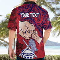 Personalised Dads Day American Samoa Hawaiian Shirt Dad Ou Te Alofa Ia Te Oe Tama - Polynesian Flowers Tribal LT9 - Polynesian Pride