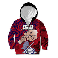 Personalised Fathers Day Polynesian Islands American Samoa Kid Hoodie Dad Ou Te Alofa Ia Te Oe Tama - Polynesian Flowers Tribal LT9 Zip Hoodie Red - Polynesian Pride