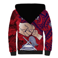 Personalised Fathers Day Polynesian Islands American Samoa Sherpa Hoodie Dad Ou Te Alofa Ia Te Oe Tama - Polynesian Flowers Tribal LT9 - Polynesian Pride