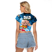 Dads Day Fiji Raglan Cropped T Shirt Dad Au Lomani Iko - Polynesian Flowers Tribal LT9 - Polynesian Pride