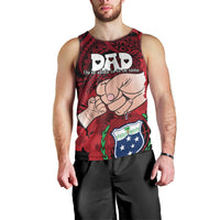 Personalised Dads Day Samoa Men Tank Top Dad Ou Te Alofa Ia Te Oe Tama - Red Polynesian Flowers Tribal LT9 - Polynesian Pride