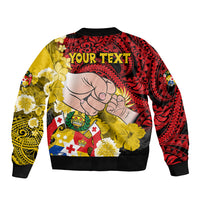 Personalised Dads Day Tonga Bomber Jacket Dad Ofa lahi atu - Polynesian Flowers Tribal LT9 - Polynesian Pride