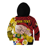 Personalised Dads Day Tonga Kid Hoodie Dad Ofa lahi atu - Polynesian Flowers Tribal LT9 - Polynesian Pride