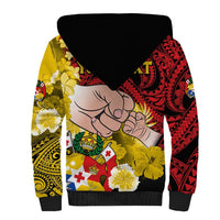 Personalised Fathers Day Polynesian Islands Tonga Sherpa Hoodie Dad Ofa lahi atu - Polynesian Flowers Tribal LT9 - Polynesian Pride