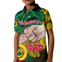 Personalised Fathers Day Polynesian Islands Vanuatu Kid Polo Shirt Dad Mi lavem yu - Polynesian Flowers Tribal LT9 Kid Green - Polynesian Pride
