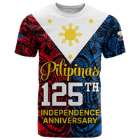 125th Independence Anniversary Philippines T Shirt Polynesian Pilipinas Flag Style Black LT9 Black - Polynesian Pride