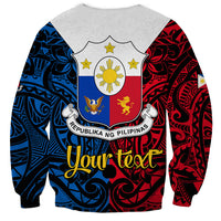 Personalised Polynesian Philippines Sweatshirt Pilipinas Flag Style for 125th Independence Anniversary Black LT9 - Polynesian Pride