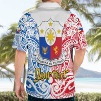 Personalised Polynesian Philippines Hawaiian Shirt Pilipinas Flag Style for 125th Independence Anniversary White LT9 - Polynesian Pride