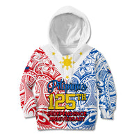 Personalised 125th Independence Anniversary Philippines Kid Hoodie Polynesian Pilipinas Flag Style - White LT9 Hoodie White - Polynesian Pride