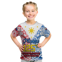 Personalised Polynesian Philippines Kid T Shirt Pilipinas Flag Style for 125th Independence Anniversary White LT9 White - Polynesian Pride