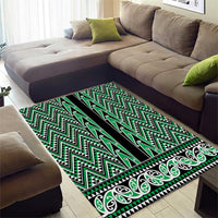 New Zealand Maori Niho Taniwha Area Rug Kakariki Mangopare and Puhoro Pattern