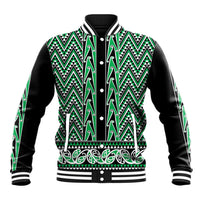 New Zealand Maori Niho Taniwha Baseball Jacket Kakariki Mangopare and Puhoro Pattern