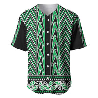 New Zealand Maori Niho Taniwha Baseball Jersey Kakariki Mangopare and Puhoro Pattern