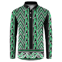 New Zealand Maori Niho Taniwha Button Sweatshirt Kakariki Mangopare and Puhoro Pattern