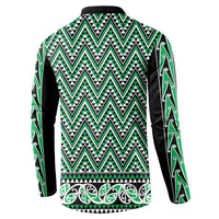 New Zealand Maori Niho Taniwha Button Sweatshirt Kakariki Mangopare and Puhoro Pattern