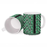 New Zealand Maori Niho Taniwha Ceramic Mug Kakariki Mangopare and Puhoro Pattern - Polynesian Pride