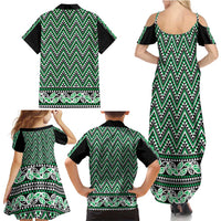 New Zealand Maori Niho Taniwha Family Matching Summer Maxi Dress and Hawaiian Shirt Kakariki Mangopare and Puhoro Pattern