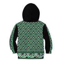 New Zealand Maori Niho Taniwha Kid Hoodie Kakariki Mangopare and Puhoro Pattern