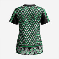 New Zealand Maori Niho Taniwha Scrub Top Kakariki Mangopare and Puhoro Pattern - Polynesian Pride