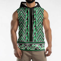 New Zealand Maori Niho Taniwha Sleeveless Hoodie Kakariki Mangopare and Puhoro Pattern - Polynesian Pride