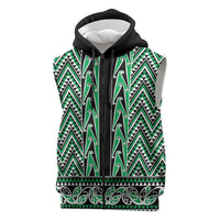 New Zealand Maori Niho Taniwha Sleeveless Zip Hoodie Kakariki Mangopare and Puhoro Pattern - Polynesian Pride