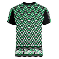 New Zealand Maori Niho Taniwha Women V-Neck T-Shirt Kakariki Mangopare and Puhoro Pattern