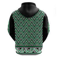 New Zealand Maori Niho Taniwha Zip Hoodie Kakariki Mangopare and Puhoro Pattern